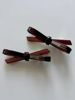 新品＊アセテート リボンヘアクリップ 2個 バレッタ　ヘアアクセ ヘアアレンジ