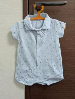 水色 半袖ロンパース 小さな模様、6m