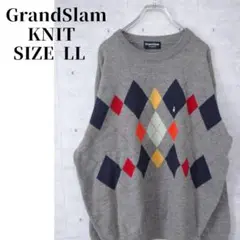 GrandSlam アーガイル　ニット グレー サイズLL　メンズ