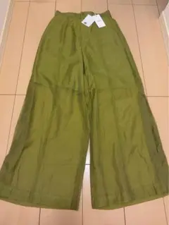 新品タグ付きMURUA ムルーア シフォン シアー パンツ スリット グリーン