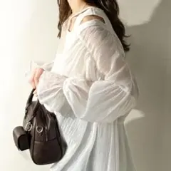 メ*ペ様 2wayボリュームシルエットシアーヨウリュウキャンディスリーブギャザー