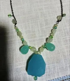 シーブルーカルセドニー　ペンダント　ネックレス　ヴィンテージ