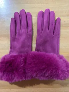 ＊ピンク＊スエード 手袋 ファー付き
