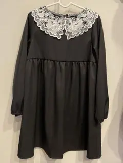 ペアマノンブラックワンピース黒120レース襟セレモニーオケージョン卒園式入学式