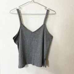 ニット リブ キャミソール グレー