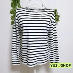 ルノンキュール・長袖Tシャツ 綿100% ボーダー F 白/黒