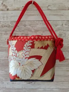 着物帯リメイク　　2WAY・ショルダー・手さげ　　カバン　ハンドメイド