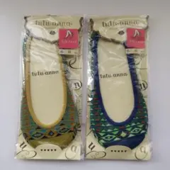 新品 tutu anna 幾何学模様 浅履きソックス 2足セット 22-25cm