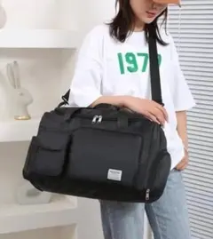 大容量ボストンバッグ ブラック 旅行 スポーツ ジム キャリーオン　撥水　軽量