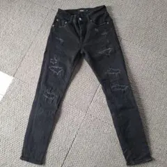 AZULbyMOUSSY　 メンズ スキニーデニム ダメージ加工 ブラックのサムネイル