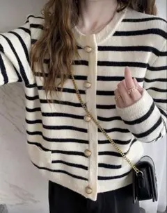 新品♡importストライプデザインのニットカーディガン