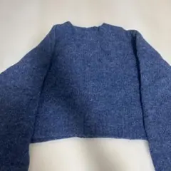 ブルー 長袖ニットセーター