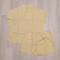 新品　ユニクロ　コットン　リネン　半袖　パジャマ　3XL　綿　麻　チェックのサムネイル
