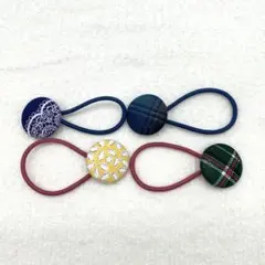 17】くるみボタン ヘアゴム 2個セット 27mm チェック柄 - メルカリ