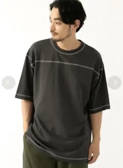 cocaステッチデザイン オーバーサイズTシャツL チャコール