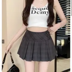 インパン裏地付チェック柄プリーツミニスカート[ac2563]