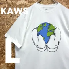 ★KAWS★PEACE FOR ALL★地球★Tシャツ★L★白★古着★送料無料★のサムネイル