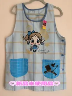 【新品】︎✿︎あくびガールエプロン︎✿あくびちゃん刺繍柄ブルーサイズM〜Ｌꕤ.·*.のサムネイル