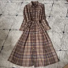 【美品✨】ポロラルフローレン 4 L シャツワンピース ウール　リボンベルト
