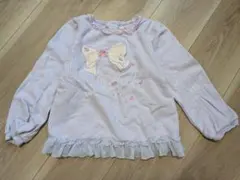 メゾピアノ 薄紫リボン刺繍長袖カットソー 120