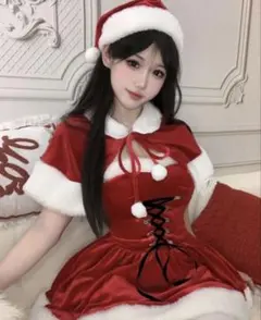 サンタコスチューム 赤 ミニ丈