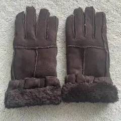 手袋　黒　エコファー　ボア　女性　ブラック