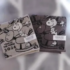 しまむら　スヌーピー　干支　午年　ガーゼハンカチ