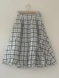 WEGO チェック柄フレアスカート ホワイト/ブラック