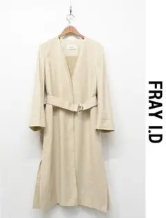 H476/FRAY I.D チェスターコート ロング リネン混 Vネック 0のサムネイル