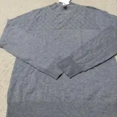 グレー ダイヤモンド編み 長袖ニットセーター　Mサイズ