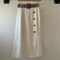 【JUSGLITTY】ホワイト タイトスカート ベルト付き