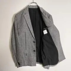 テーラードジャケット リネン100％ XS相当 グレー 古着