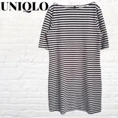 ユニクロ　UNIQLO ボーダーワンピース M 半袖 ネイビー ホワイト