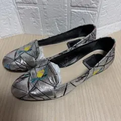 Christian Dior シルバー　ブロケード　フラットシューズ 36のサムネイル