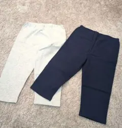 【新品】無印良品 140 グレー・ネイビー 五分丈レギンスパンツ　2枚セット