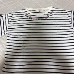 PINK LATTE ボーダー柄 半袖Tシャツ M165リボン付きのサムネイル
