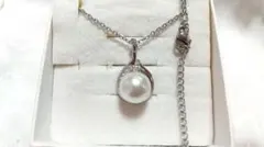 スワロフスキー 使用 大粒 パール ステンレス ネックレス