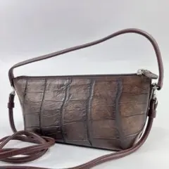 ■美品■ マットクロコダイル 2way ブラウン エキゾチックレザー 茶