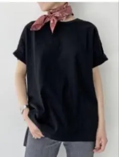 L'Appartement  レミレリーフ  Big T-sh  ブラック REMI RELIEF（レミ レリーフ） tシャツ 別注LW加工20/-天竺BIGサイズ