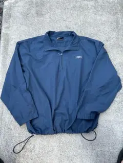 90s Umbro ナイロンプルオーバー ハーフジップ 刺繍ロゴ ネイビー