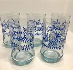昭和レトロ　ガラス　グラス　コップ　ブルー　アデリア　レトロポップ