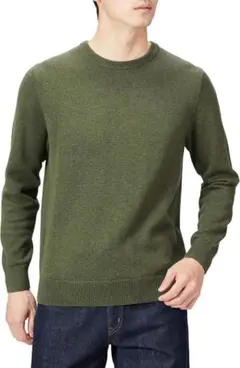 大特価❣️セーター クルーネック メンズ オリーブ Mサイズ