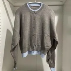 【新品未使用】GRL レイヤードカーディガン風配色ニット　グレー　ブルー　水色