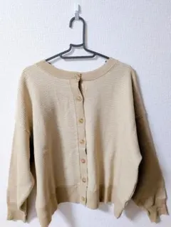 【Samansa Mos2】ベージュ ボタン付き ニットカーディガン