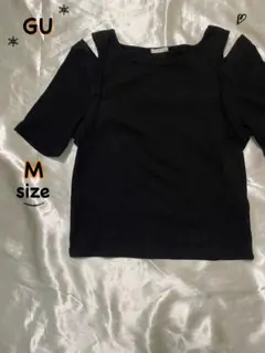 【M_579】GU オフショルダー Tシャツ ブラック Mサイズ