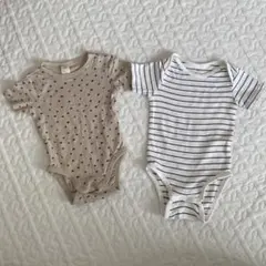 H&M ドット柄 ストライプ柄ロンパース2枚セット