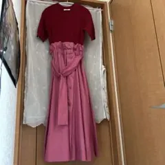 snidel トレンチスカートドッキングワンピースフリーサイズ赤ピンク