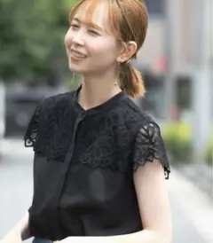 アーバンリサーチ ロッソ　ウォッシャブルヨークレースブラウス