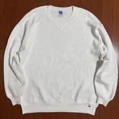 90s USA製 RUSSELL 無地 スウェットXXL 白 ホワイト 前V