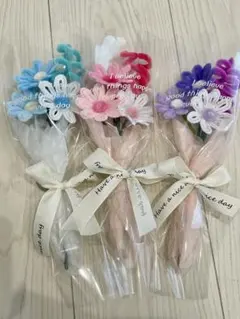 モールフラワー　デイジー(ブルー・ピンク・パープル)3束セット ミニブーケ